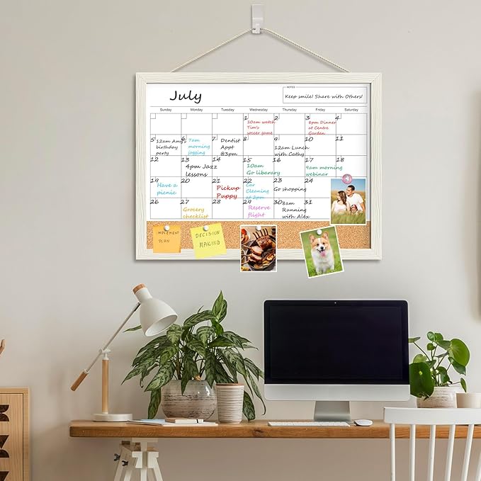 Calendar Whiteboard for Wall, 18x24 Inches Whiteboard Calendar Cork Board Combo - Image 6