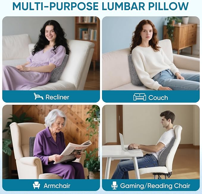 AHUAWA Lumbar Support Pillow for Recliner Chair and Couch, Memory Foam Back - Image 7