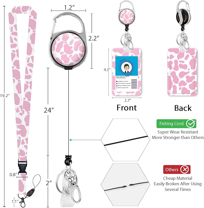 Cute Cow Badge Reel Retractable Heavy Duty - Image 6