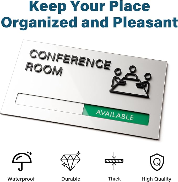 Conference Room Door Signs for Office, Meeting In Progress Door Sign, In Use - Image 3