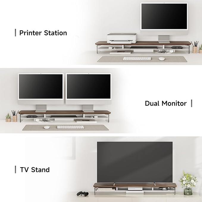 Fenge Acrylic Monitor Stand Riser, 42.5 Inches Dual Monitor Stand - Image 5