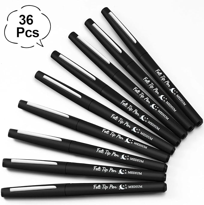 Fuyoooo 36 Pcs Felt Tip Pens 0.7mm Medium Point Colored Felt Tip Pens - Image 3