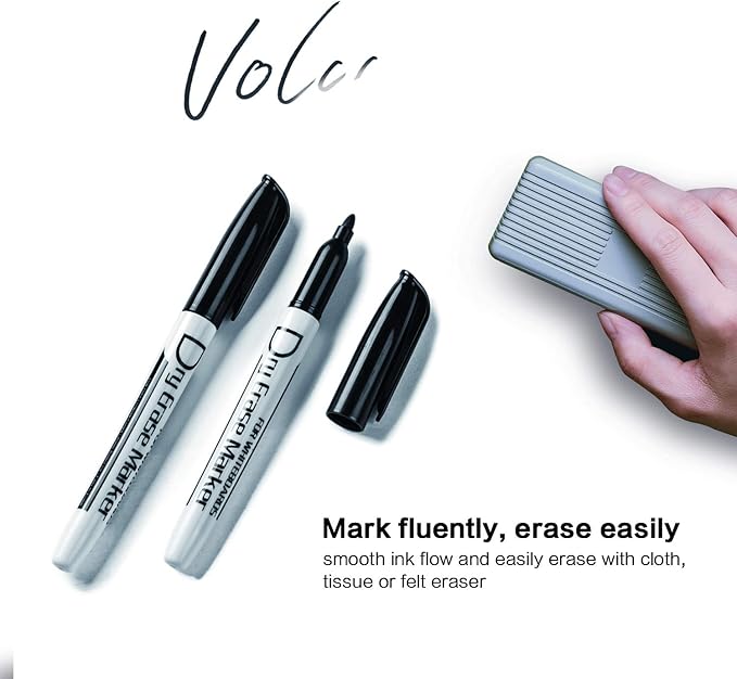 Volcanics Black Dry Erase Markers Low Odor Fine Whiteboard Markers Thin Box of - Image 5