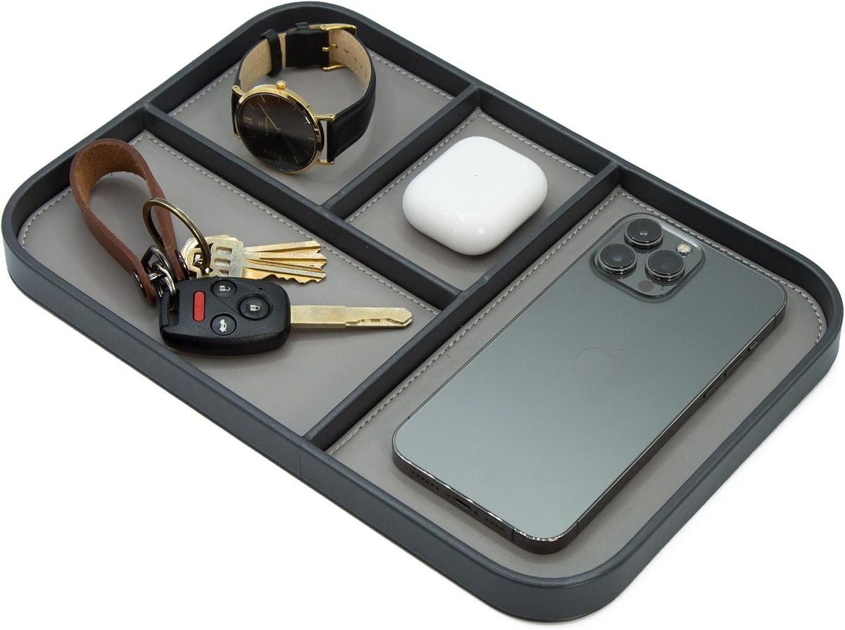 MUUJEE Leather Catchall Multitray (Design 2) - 11.65 x 7.75 x 0.8, Mountain D...