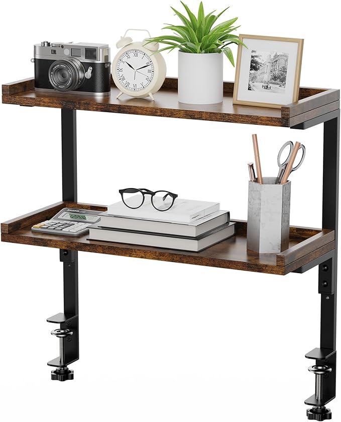 ART-GIFTREE Clamp On Desk Shelf 2-Tier, 16.5 in Wood Shelving Unit - Image 4