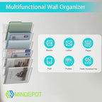 MINDEPOT 6 Pockets Acrylic Wall File Organizer, Plastic Hanging Wall File Holder - Image 6