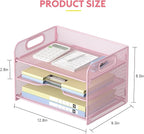 Samstar 3 Tier Pink Letter Tray Paper Organizer - Image 4