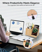 Bamboo Pen Holder for Desk & Nightstand Organizer - Image 3
