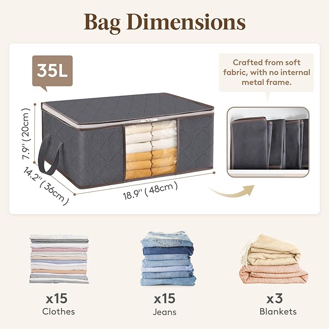 Lifewit 8 Pack Clothes Storage Bag, Foldable Storage Bin Closet Organizer - Image 2
