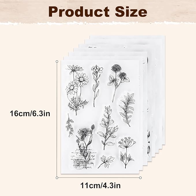 UCEC 8 Sheets Flower Clear Stamps - Image 4
