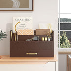 WISUCART Bamboo Mail Organizer Countertop Wood Desk Organizer Drawer Tabletop by WISUCART