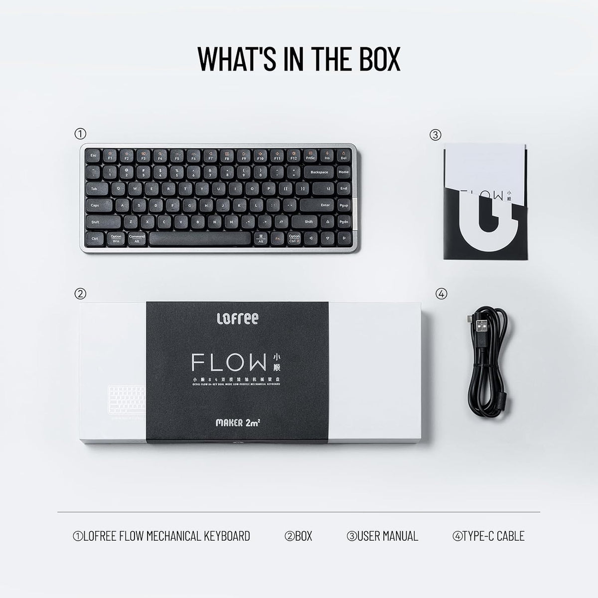 Flow 100 Keys Low-Profile Mechanical Keyboard, All-Aluminum Body (Black)