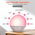 sunrise alarm clock white noise machine, sunset simulation on a desk or shelf