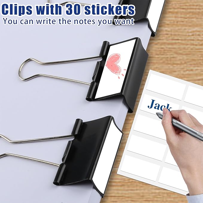 30 Pack Binder Clips with Labels, 2.4 Inch Extra Large Binder Clips Big Paper - Image 4