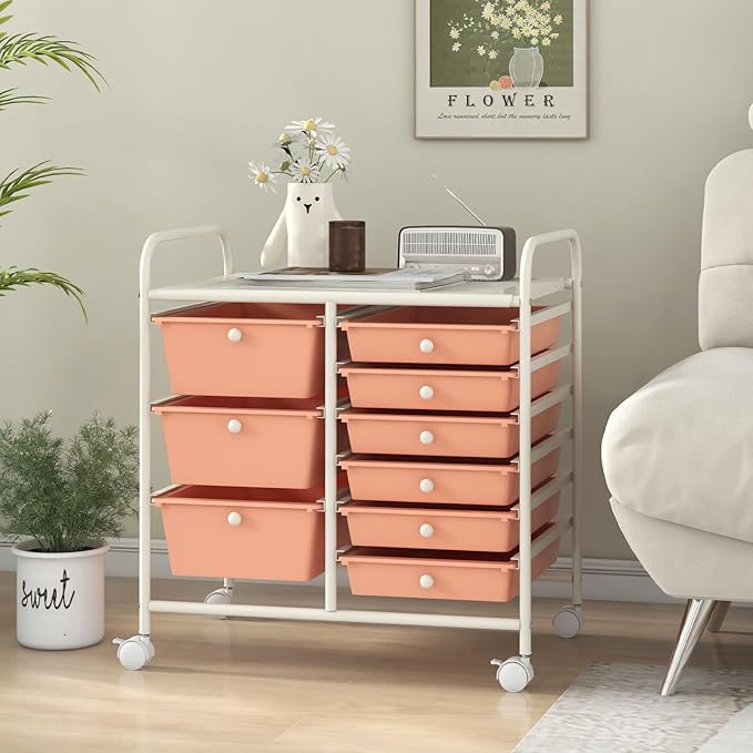 LDAILY 9 Drawer Rolling Storage Cart, Rolling Cart - Image 9