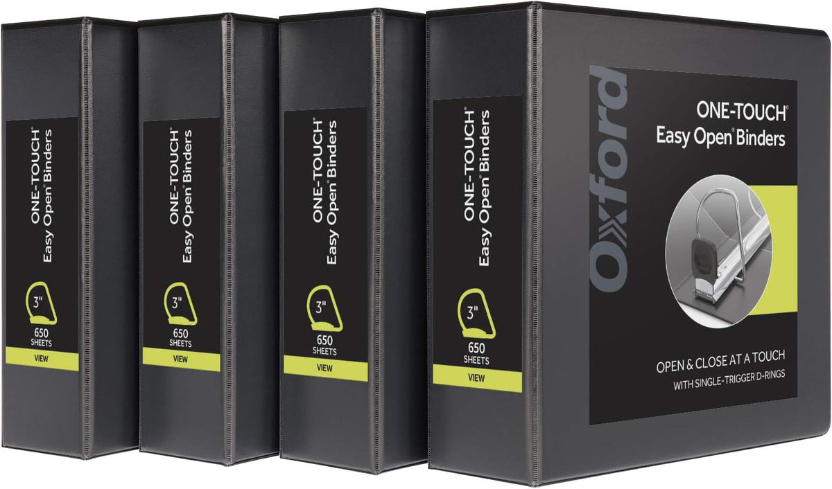 Oxford 3 Ring Binders, Binders for School and Office, 3 Inch ONE-Touch Easy