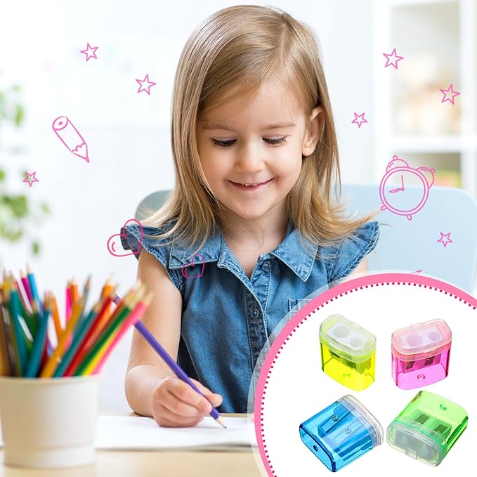 Teling 180 Pcs Manual Pencil Sharpeners Bulk Handheld Dual Holes Pencil - Image 7