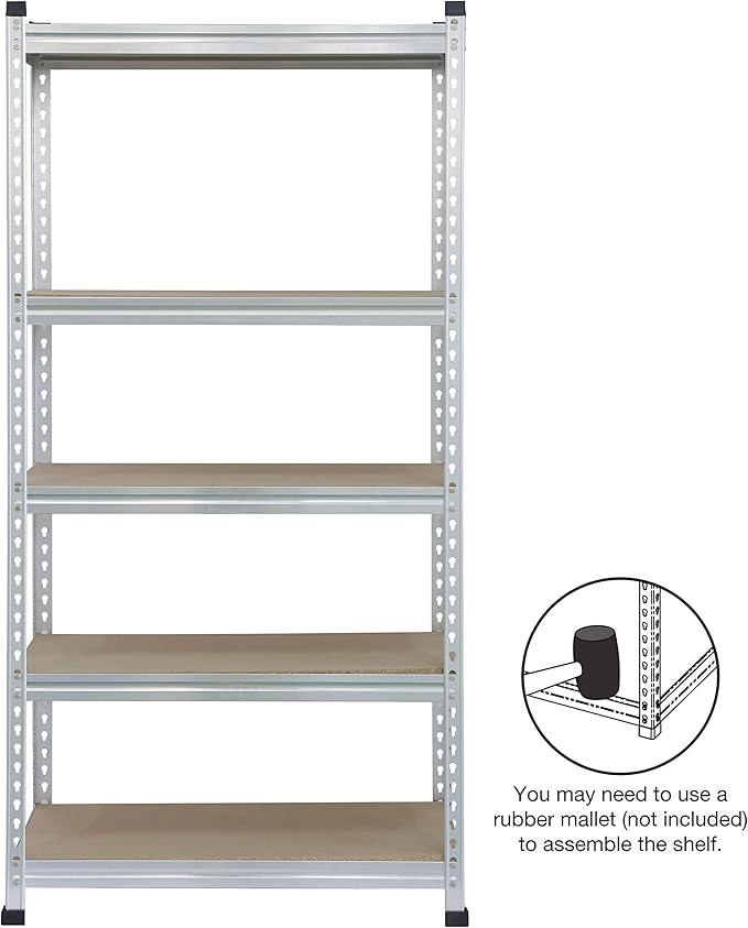 Amazon Basics Double Post Press Board 5 Tier Shelf 36 x 18 x 72, Aluminum | - Image 6