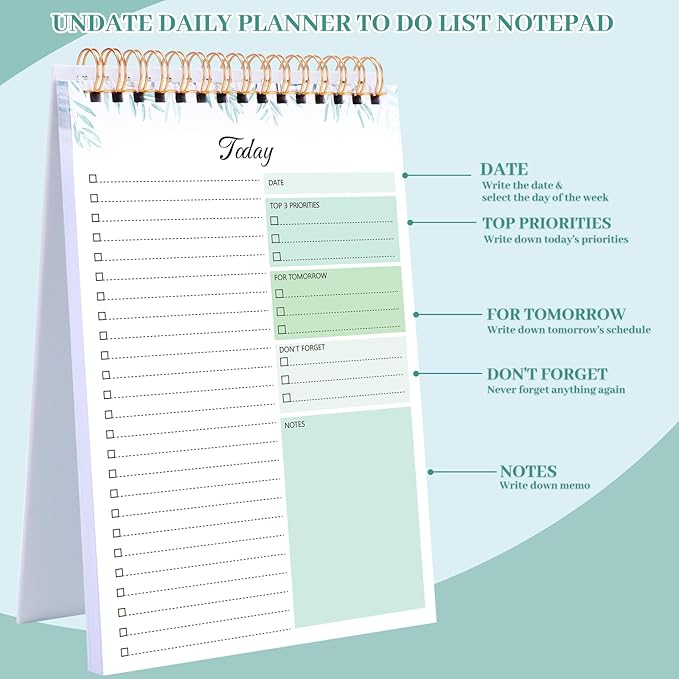 Thboxes 2 Packs To Do List Notepad, 104 Pages To Do List Notebook A5 Undated - Image 3