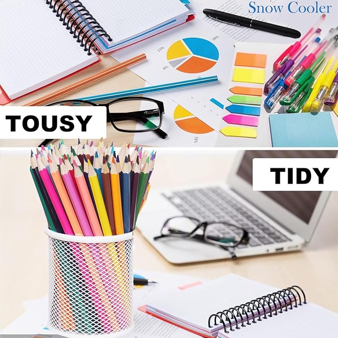 SNOW COOLER Pen Holder Mesh Pencil Holder Metal Pen Holder Cup Pencil Cup Holder - Image 3