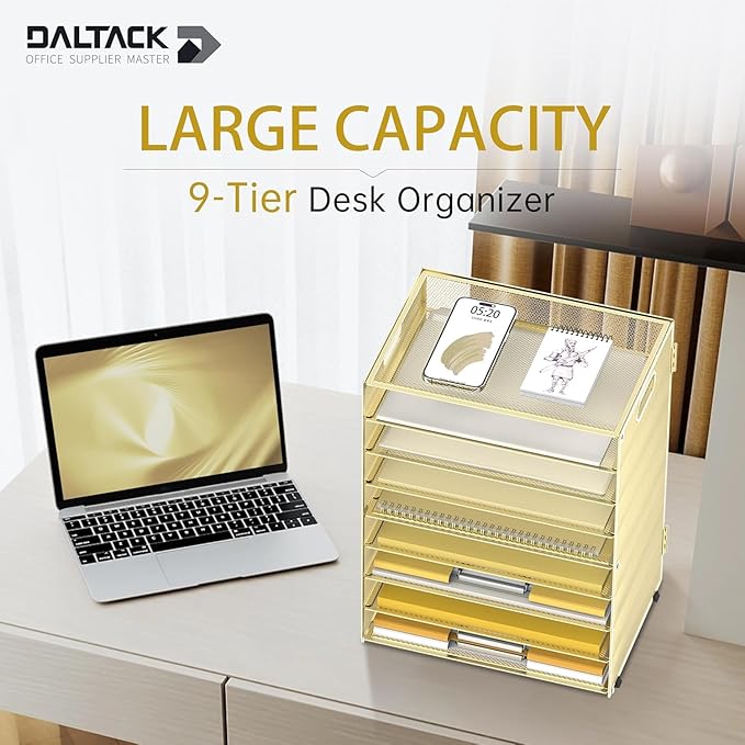 DALTACK 9-Tier Paper Letter Tray Desk Organizer - Image 2
