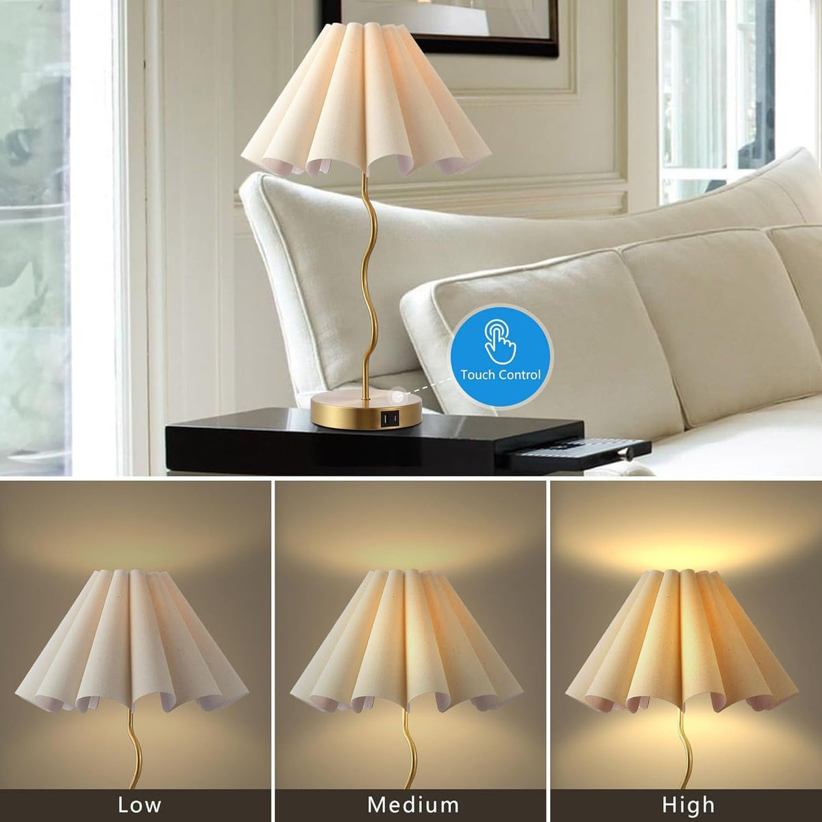 EOEYYOYB Pleated Table Lamp, Table Lamp for Bedroom, Bedside Lamps for Nights...