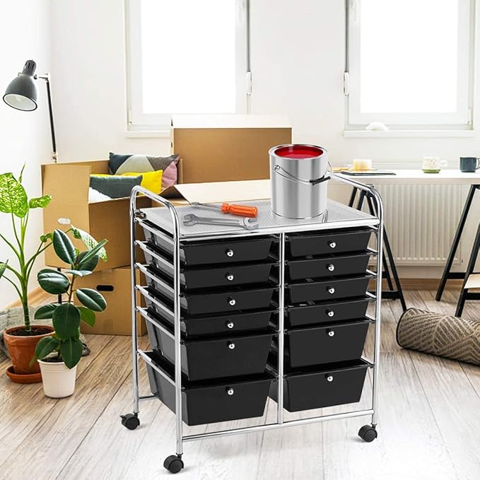 Giantex 12 Drawer Rolling Storage Cart Tools Scrapbook Paper Office School - Image 2