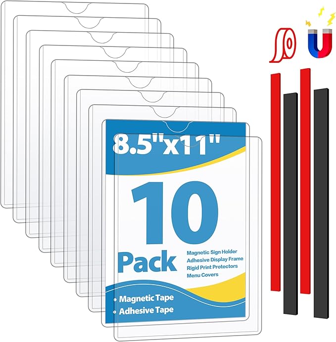 10 Pack Magnetic Sign Holder 8.5 x 11 by VAIIGO
