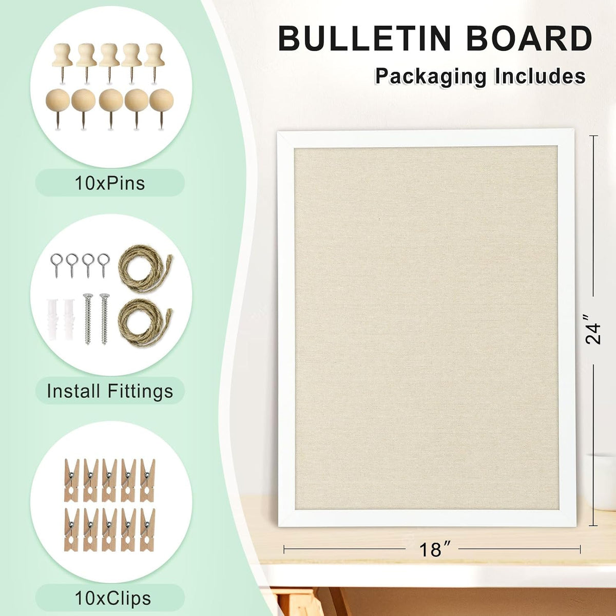 DOLLAR BOSS Double-Sided Bulletin Boards with Linen, 24"x18" Cork B...