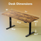 HUANUO 71 x 30 inch Electric Standing Desk Adjustable Height, 4 Memory Height - Image 3