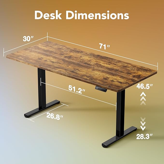 HUANUO 71 x 30 inch Electric Standing Desk Adjustable Height, 4 Memory Height - Image 3