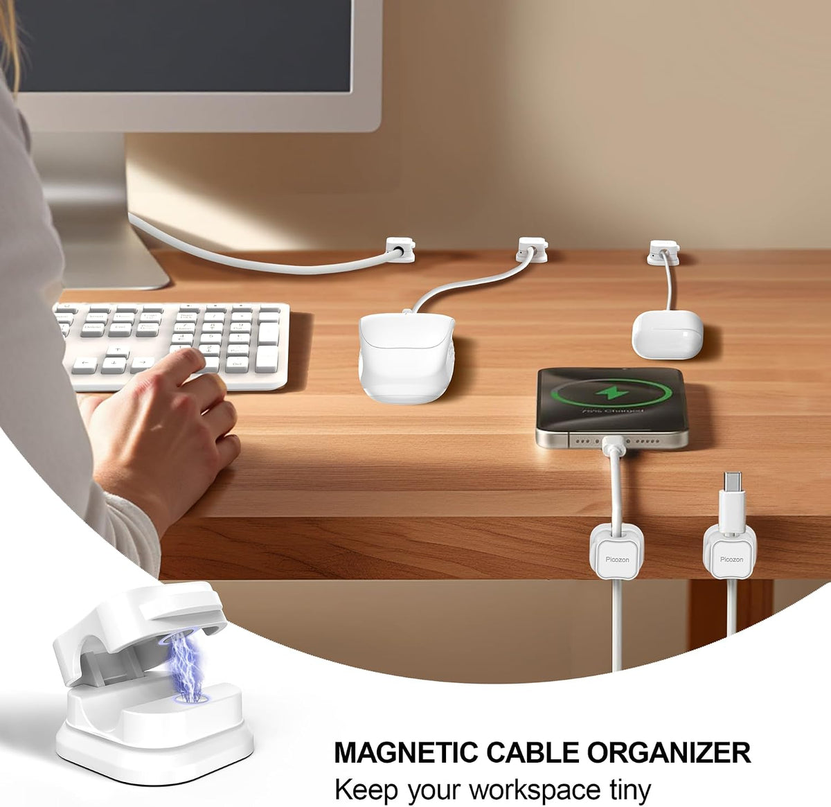 36 Pack Magnetic Cable Clip Organizer Cord Holder, Picozon Adhesive Cable Man...