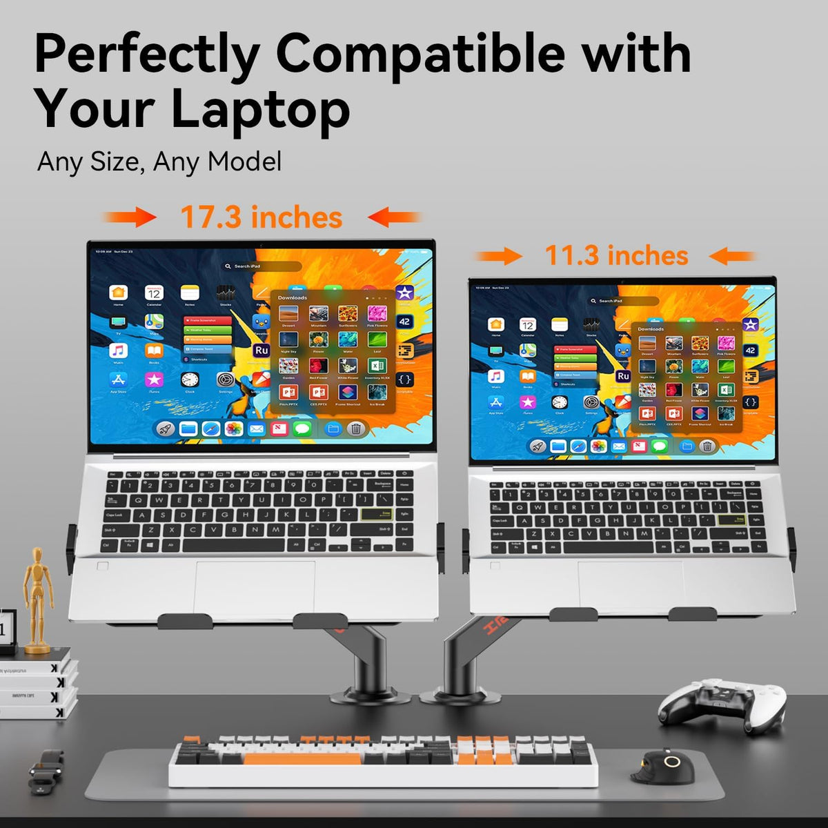 JINRAIKO Laptop Mount for Desk (11.3"-17.3"), 360° Rotating Foldabl...