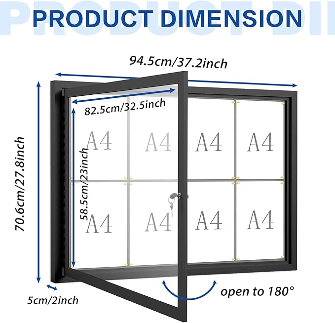 S SWANCROWN Outdoor Bulletin Board Weatherproof 37x28in, Enclosed Bulletin - Image 2