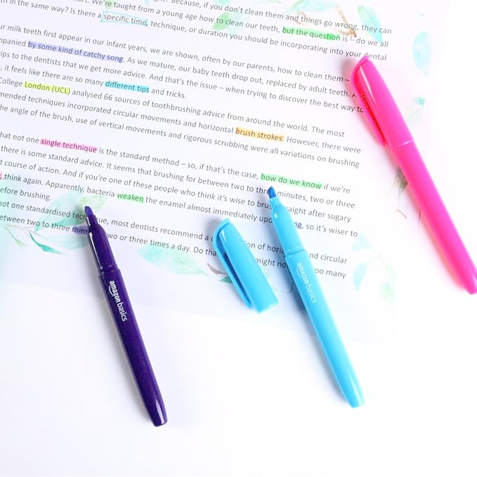 Amazon Basics Highlighters, Fluorescent Ink, Chisel Tip, School Supplies - Image 8