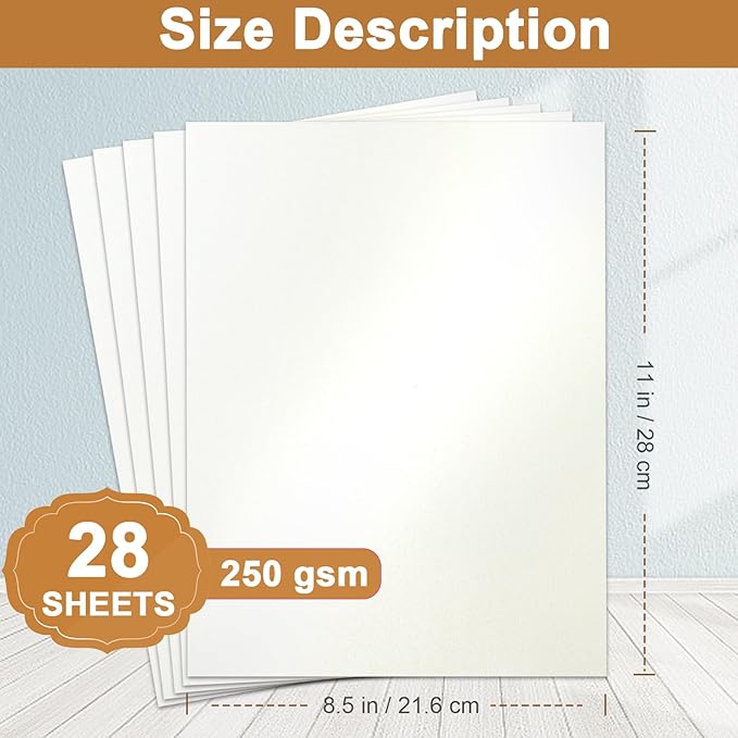 Silunkia 28 Sheets Cream Shimmer Cardstock 8.5 x 11 Off White Paper, 92lb - Image 2
