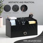 Desk Organizer with Drawer Mail Organizer Countertop Wood Desk Drawer Tabletop - Image 2