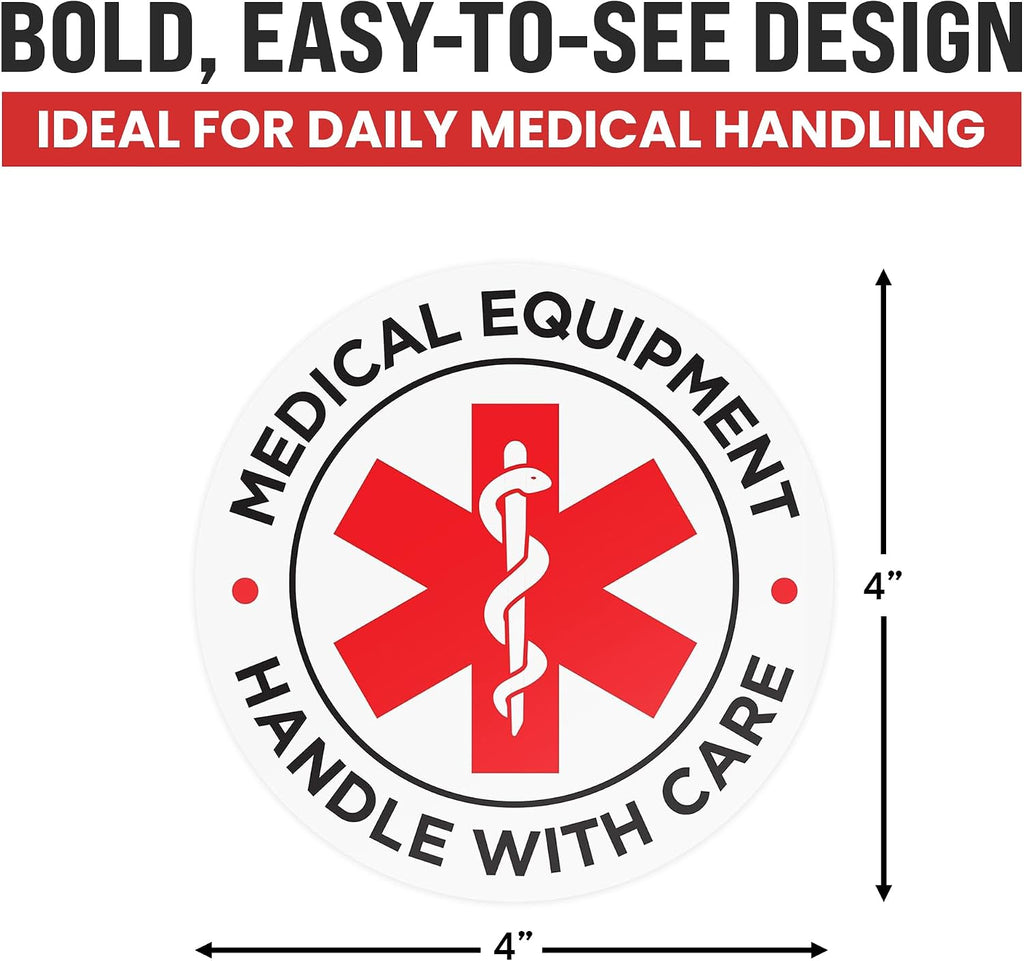 10pcs Medical Equipment Luggage Tag Vinyl Stickers | 4" Diameter Weatherproof UV Laminated Vinyl Stickers for Medical Supplies, Devices, Nurses