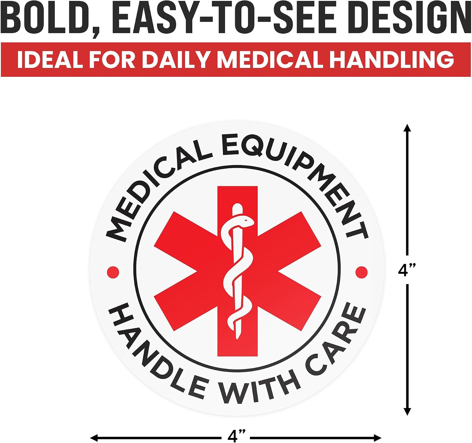 10pcs Medical Equipment Luggage Tag Vinyl Stickers | 4" Diameter Weatherproof UV Laminated Vinyl Stickers for Medical Supplies, Devices, Nurses