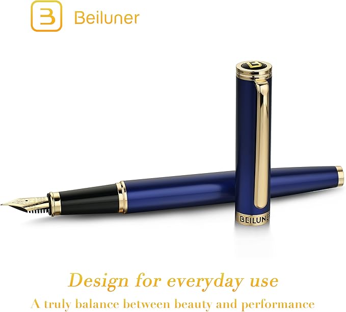 BEILUNER Blue Fountain Pen, Stunning Luxury Pens - Image 2