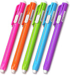Retractable Mechanical Eraser Pen, Pen-Style Erasers Assorted Color, 5 Pack by Tamaki