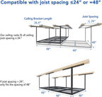 fleximounts 4x8 overhead garage ceiling storage rack organization, side view
