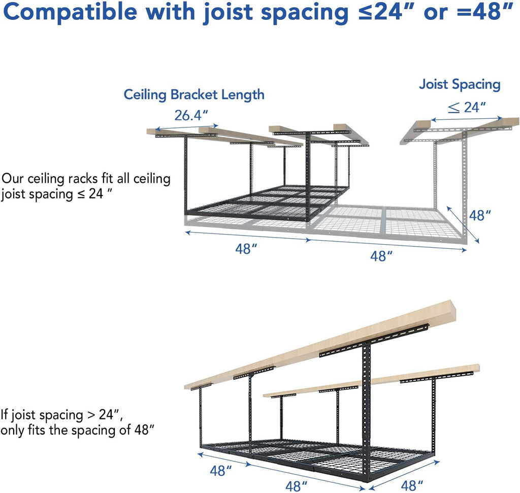 fleximounts 4x8 overhead garage ceiling storage rack, 2, package contents