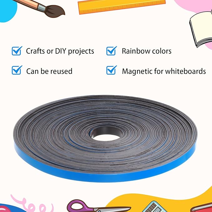 AmazingSpark Magnetic Tape Roll Thin Strips, 0.39 Inch x 66 Feet Magnetic Board - Image 5