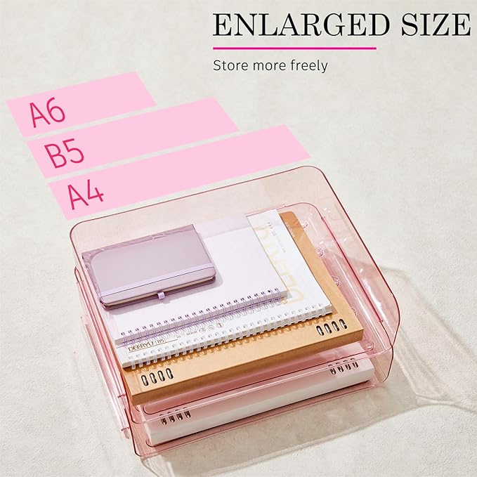 Harloon 4 Tier Acrylic Paper Tray 13 x 9.8 x 3 Inches Stackable Letter Clear - Image 4