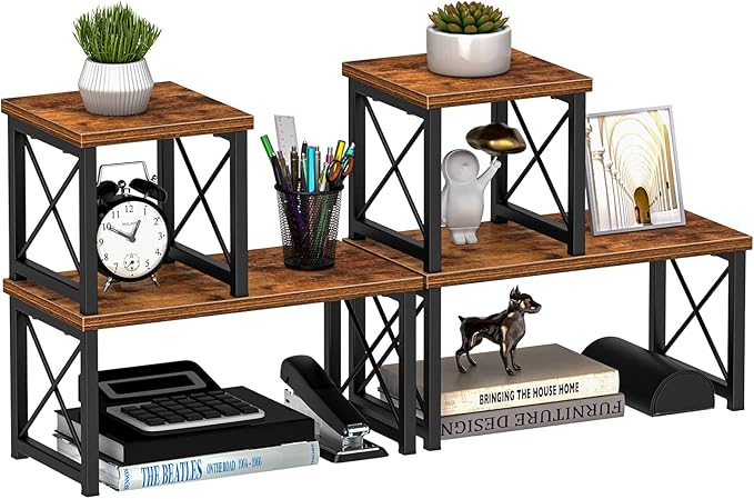 Honiter 2 Sets Desk Shelf, Desktop Organizer Shelf, 2 Tier Independent by Honiter