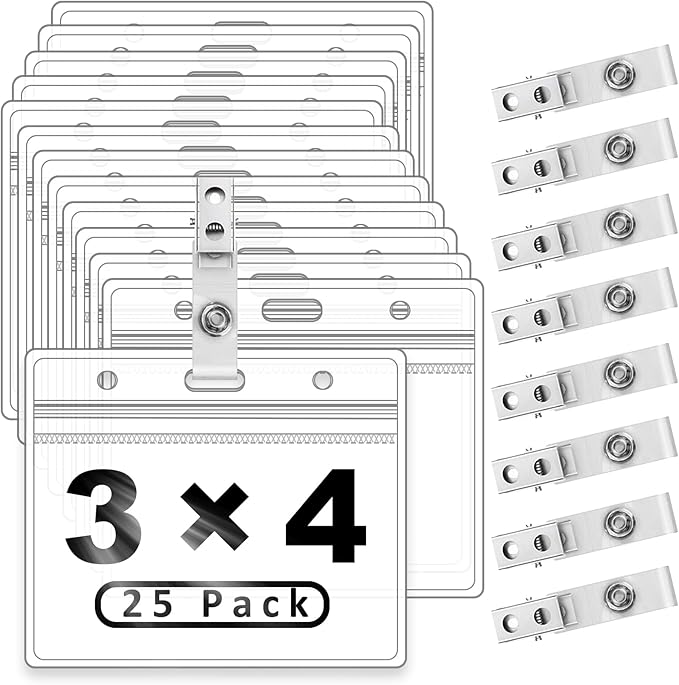 ZHEGUI Clear Plastic Horizontal Name Tag Holders and Metal Badge Clips by ZheguiProfessionalSupplierofOfficeSolutions