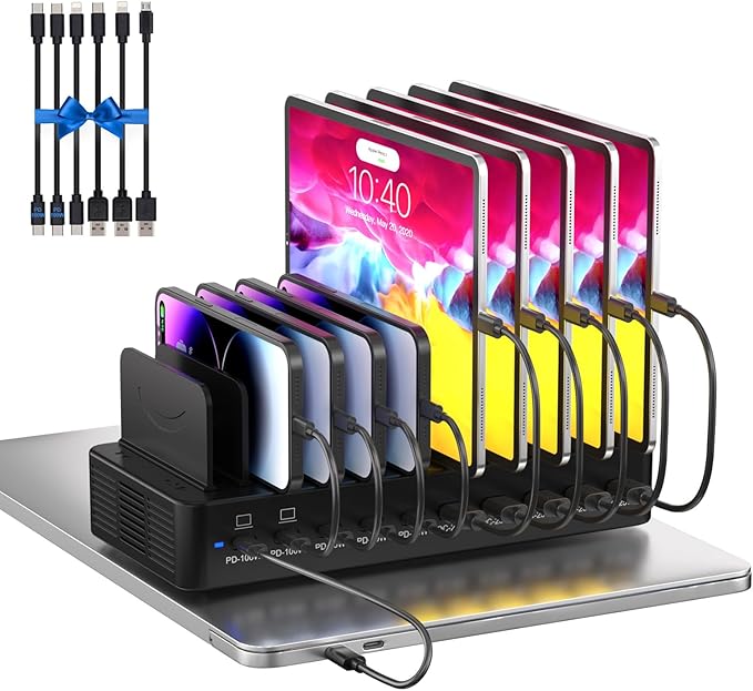 415W Charging Station for Multiple Devices, 10-Port USB C Fast Charger Station by Unknown