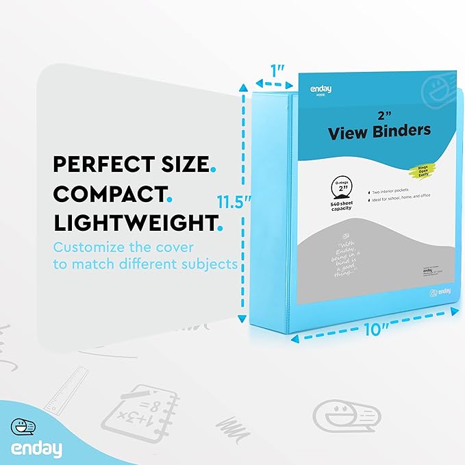 2 Inch Binder 3 Ring Binders, Slant D-Ring 2” Clear View Cover - Image 5