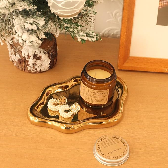 CCINPPY Ceramic Jewelry Tray Trinket Dish, Decorative Cloud Vanity Key Tray - Image 6